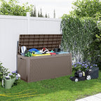 120 Gallon Resin Deck Box, Lockable Patio Outdoor Storage Box for Furniture, Garden Tools and Tools Storage, Waterproof Outside Storage Boxes - Grey - Image 5