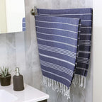 Clotho 4 Pack Navy Blue Turkish Hand Towels - Image 7