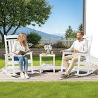 SERWALL Outdoor Rocking Chairs Set of 2, Oversized HDPE Porch Rockers for Adults, All-Weather Composite Patio Rocking Chairs, White - Image 2
