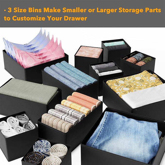 SpaceAid Drawer Organizer Clothes, 12 Pack Dresser Organizer Bins - Image 5