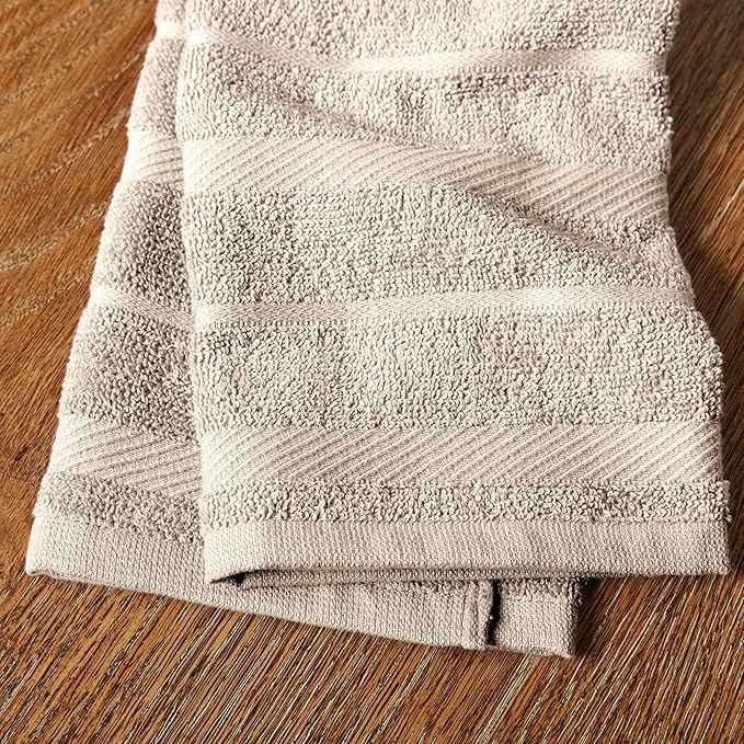 KitchenAid Albany Kitchen Towel 8-Pack Set, Milkshake Tan/White - Image 4