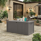 Outdoor Storage Box, Resin Deck Boxes Indoor and outdoor, Waterproof Storage Box Lockable Lid (Grey,150 Gallon) - Image 5