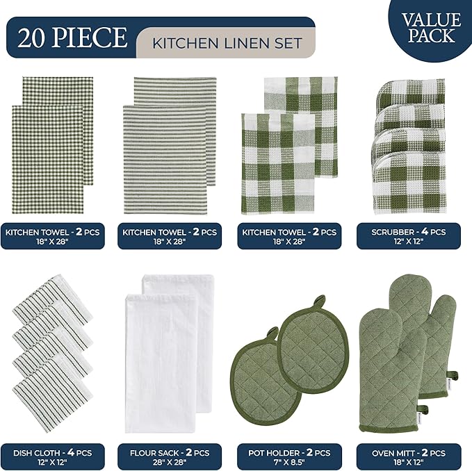 LANE LINEN Dish Towel and Dishcloth Set - Image 2