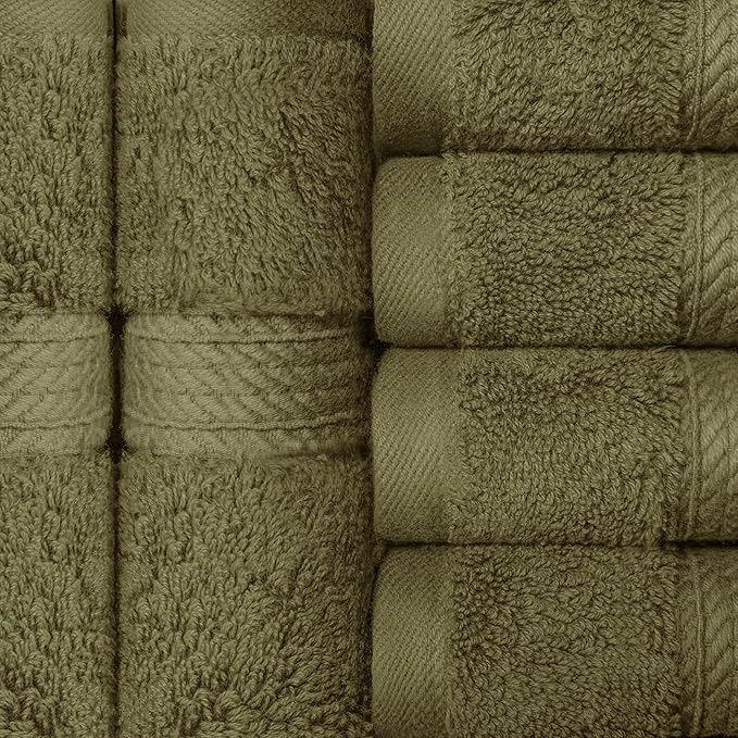 Superior Solid Egyptian Cotton Face Towel Set, Forest Green - Image 4
