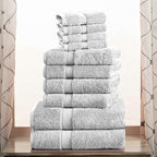 Superior Egyptian Cotton Solid Towel Set, Washcloths 13” x 13”, Hand Towels 20” - Image 2