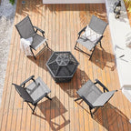 Yaheetech Patio Dining Chairs Set of 4 with Armrests, Outdoor Folding Chairs with Metal Frame and Backrest for Lawn, Garden, Yard and Poolside, Gray - Image 2