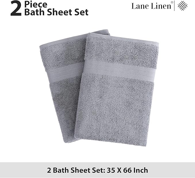 LANE LINEN 100% Long Staple Cotton Bath Sheets Set of 2 - Image 5