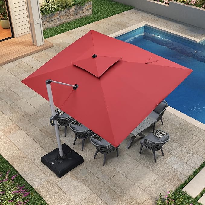 PURPLE LEAF Rectangle Patio Umbrella 9' X 12' Large Cantilever Umbrella, Terra - Image 2