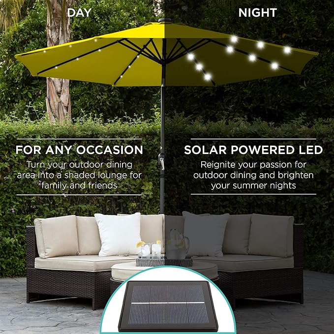 Best Choice Products 10ft Solar Polyester LED Lighted Patio Umbrella w/Tilt Adjustment and UV-Resistant Fabric - Image 3