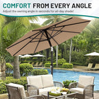 AreShark 9 FT Patio Umbrella for Outdoor, Outdoor Umbrella with Push Button Tilt and Crank, Outdoor Patio Umbrellas with 8 Sturdy Ribs for Market, Garden, Deck, Backyard, Pool (Beige) - Image 7