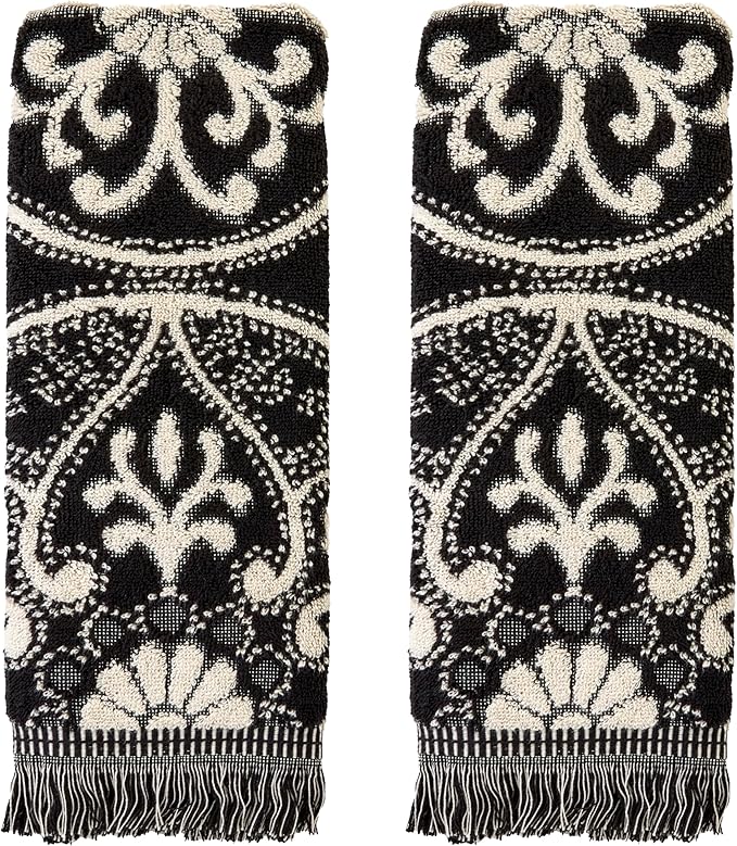 SKL Home Amherst Medallion 100% Cotton Premium 2-Piece Hand Towel Set, 600 GSM by SKLHomebySaturdayKnightLtd