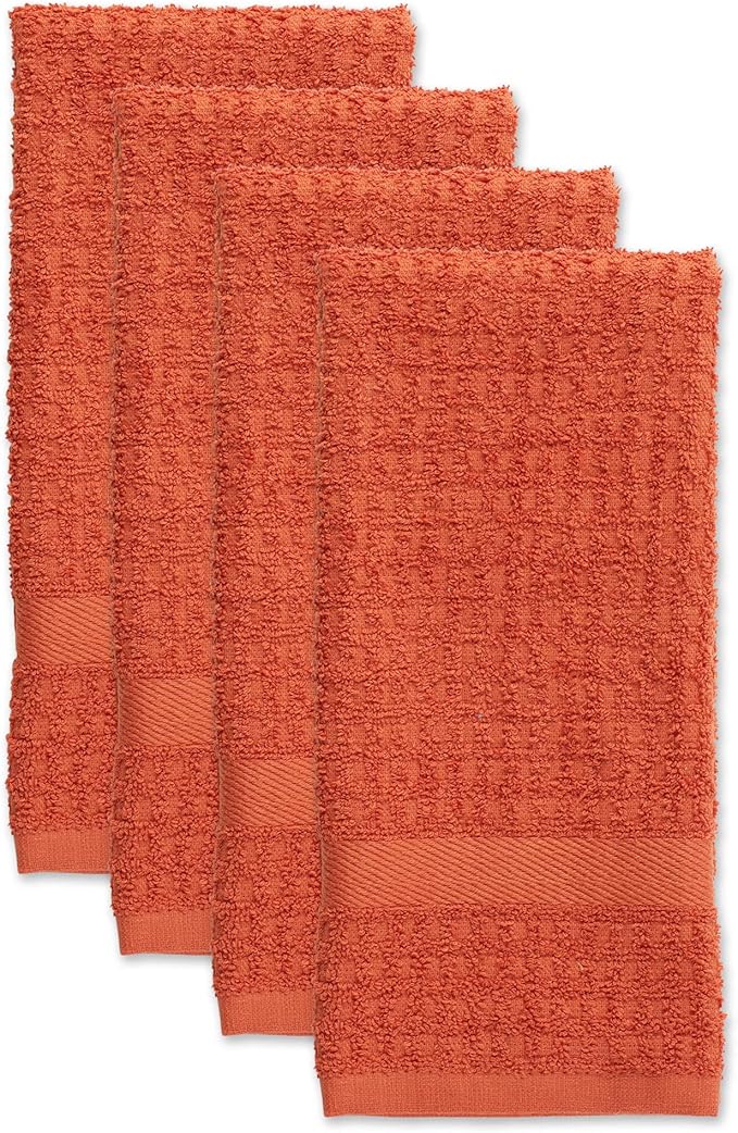 DII Basic Terry Collection Waffle Dishtowel Set, Solid Spice, 4 Piece - Image 2