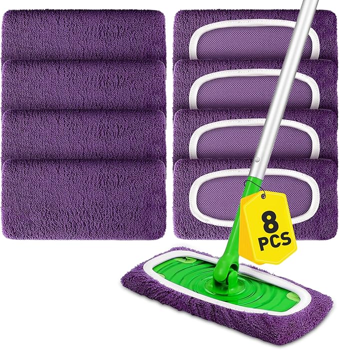 Microfiber Mop Pads, Dry Flat mop Cover & Washable Wet Pads Refill by NEOACT