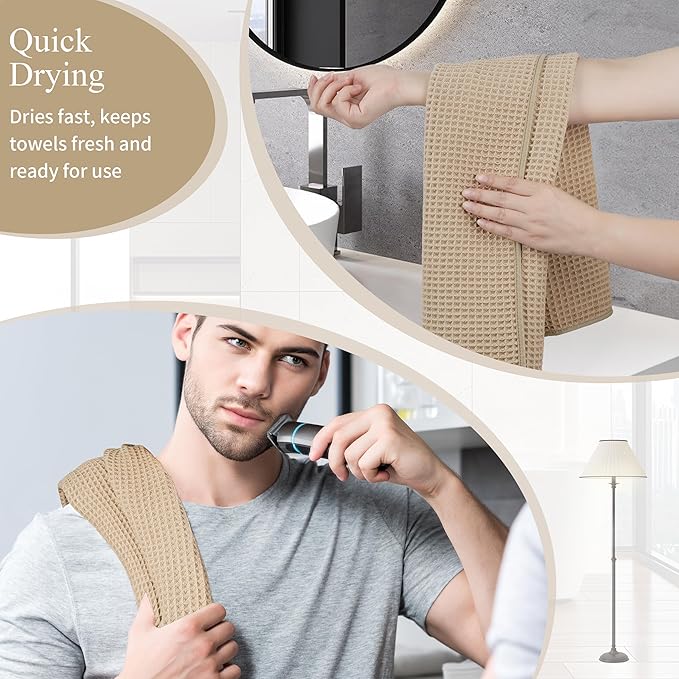 Microfiber Waffle Hand Towels, 4 Pieces, Fast Drying, Lint Free 430 GSM - Image 5