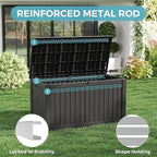 Outdoor Storage Box, Resin Deck Boxes Indoor and outdoor, Waterproof Storage Box Lockable Lid (Black, 160 Gallon) - Image 6