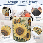 Vintage Sunflower Laundry Basket, Foldable Oxford Cloth Butterfly Laundry Hamper - Image 4