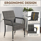 Yaheetech Set of 6 Stackable Outdoor Rattan Dining Chairs, All-Weather Armchair w/Armrests, Steel Frame for Garden, Patio, Deck, Yard, Poolside Gray - Image 4