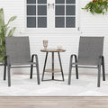 Patio Chairs Set of 2, Outdoor Dining Chairs Stackable for All Weather, Breathable Metal Modern Outside Furniture Chair for Pool Side, Garden, Backyard Deck, Dark Grey by furniture