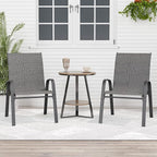 Patio Chairs Set of 2, Outdoor Dining Chairs Stackable for All Weather, Breathable Metal Modern Outside Furniture Chair for Pool Side, Garden, Backyard Deck, Dark Grey by furniture