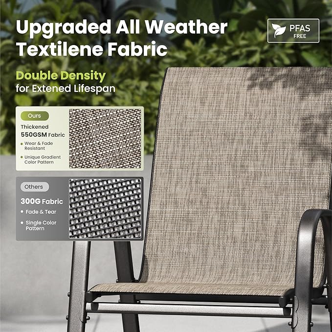 PHI VILLA Patio Chairs Set of 4, Outdoor Stackable Dining Chairs with E-Coating Metal Frame and Upgraded Textilene Fabric, All Weather Deck Chair 350 LBS Capacity for Porch Poolside Garden - Image 4