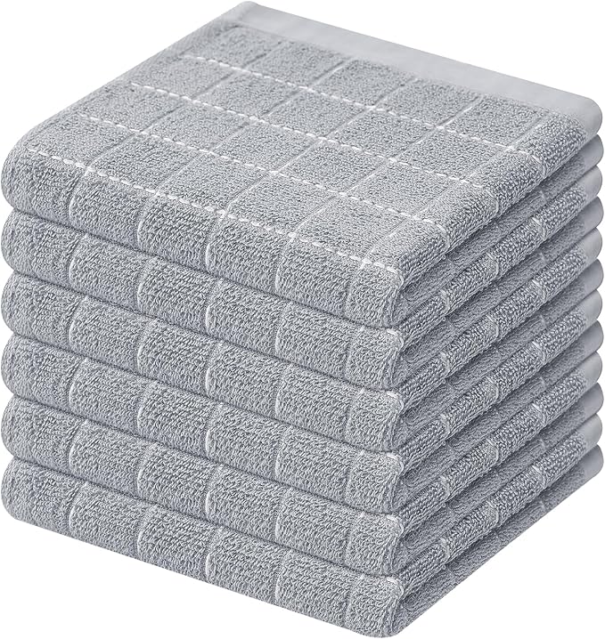 Mordimy 100% Cotton Terry Cloth Dish Cloths, Soft and Absorbent Checkered Dish by Mordimy