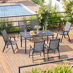 Yaheetech Patio Dining Chairs Set of 4 with Armrests, Outdoor Folding Chairs with Metal Frame and Backrest for Lawn, Garden, Yard and Poolside, Gray - Image 6