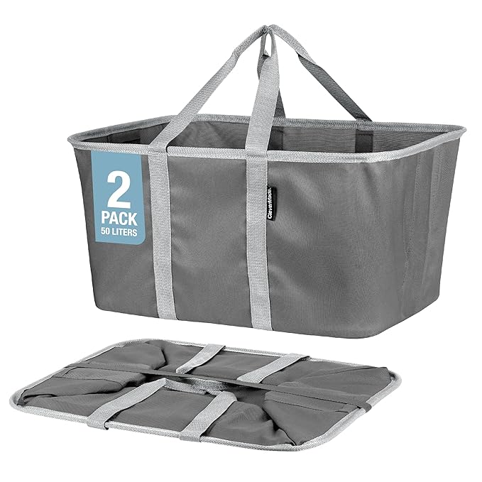 CleverMade Collapsible Laundry Tote 2-Pack – Foldable Carry-All Storage Bin by CleverMade