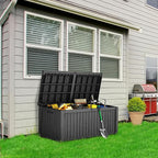 TARKARI 180 Gallon Lockable Resin Deck Box, Waterproof & UV-Resistant Outdoor Storage Box for Outdoor Cushion Storage, Garden Tools & Pool Accessories Storage, Black - Image 3
