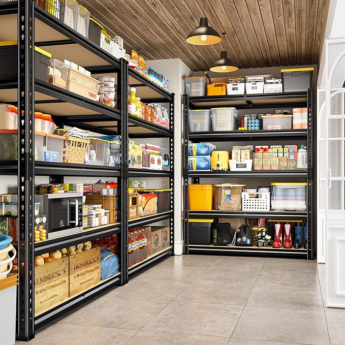 REIBII 2400LBS Storage Shelves 5 Tier Garage Shelving Heavy Duty Adjustable Garage Shelves, Utility Rack Shelf, Shelving Units for Storage Warehouse Pantry Closet, 35.5" W x 11.9" D x 72" H, 3 Pack - Image 2