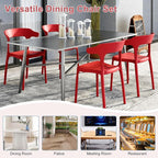 VECELO 4 Pack Plastic Stacking Chairs, Stackable Dining Chairs for Kitchen Restaurant Patio, Portable Indoor Outdoor Use, No Assembly Required, Red - Image 7