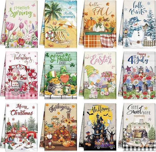 12 Pcs Seasonal Kitchen Towels Set by FuWeave