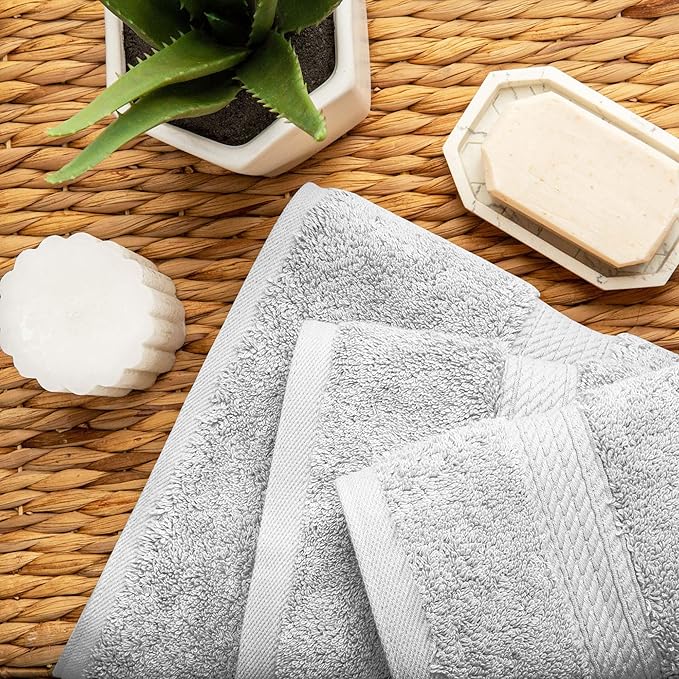 SUPERIOR Solid Egyptian Cotton Towel Set, Hand Towel 20” x 30”, Bath Towel 30” - Image 5