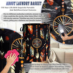 Boho Feather Printed Laundry Basket Foldable Oxford Cloth Colorful Laundry - Image 8