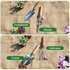 Garden Tool Set,10 Piece Garden Kit,Heavy Duty Stainless Steel Gardening Hand Tools with Durable Storage Tote,Rust-Proof Garden Tools,Gardening Gifts for Women Men Pink Floral Pattern Design - Image 3