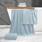 TENSTARS Microfiber Coral Velvet Luxury Silk Hemming Towel Set - Image 2