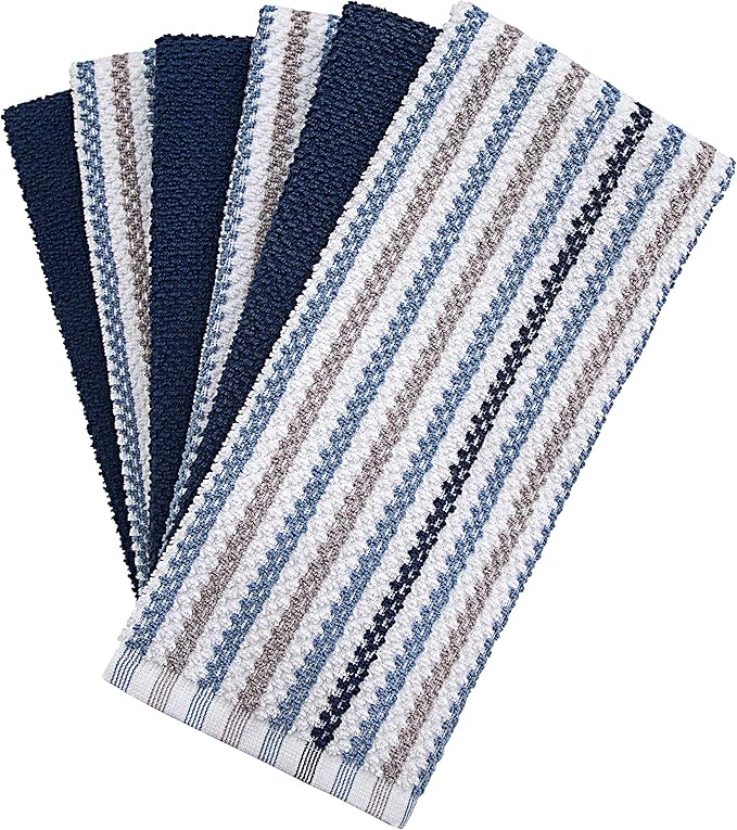Premium Kitchen Towels | Large Cotton Kitchen Hand Towels | Popcorn Striped - Image 2