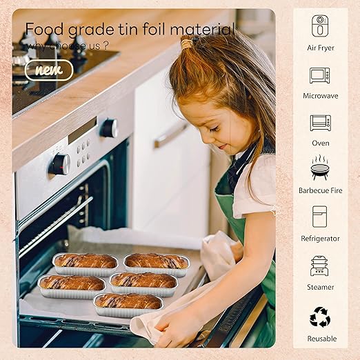 50 PACK Mini Cake Pans with Lids and Spoons, Rectangular Aluminum Foil Bread Pan - Image 4