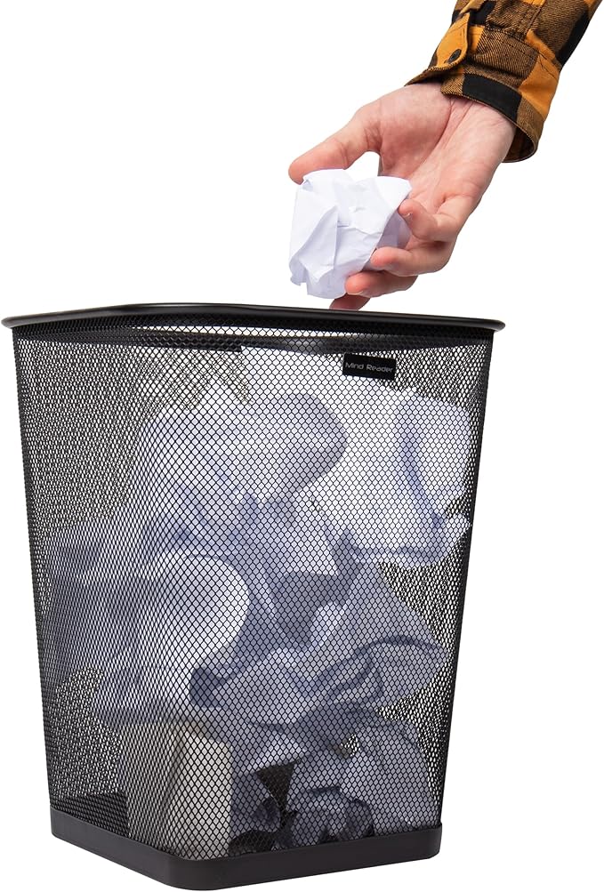 Mind Reader Mesh Trash Can, Waste Paper Basket, Metal Mesh, 9.75"L x 9.75"W x - Image 6