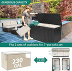 YITAHOME XXL 230 Gallon Large Deck Box,Outdoor Storage for Patio Furniture Cushions,Garden Tools with Flexible Divider,Waterproof,Lockable (Black) - Image 8
