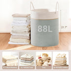 Tall Laundry Basket with Handles, 88L Portable Dirty Clothes Hamper, Boho - Image 2