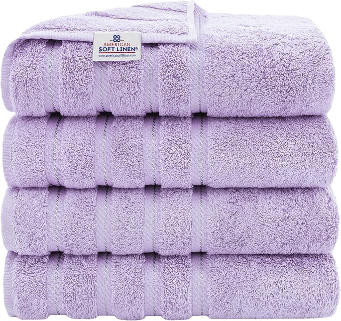 American Soft Linen Luxury 4 Piece Bath Towel Set, 600 GSM 100% Cotton Turkish by AmericanSoftLinen