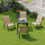 Patio Chairs Set of 4, Outdoor Dining Chairs Stackable for All Weather, Breathable Metal Modern Outside Furniture Chair for Pool Side, Garden, Backyard Deck, Brown - Image 2