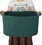 Large Rectangle Blankets Basket Living Room 22"x17"x12" Woven Cotton Rope by XUANGUO