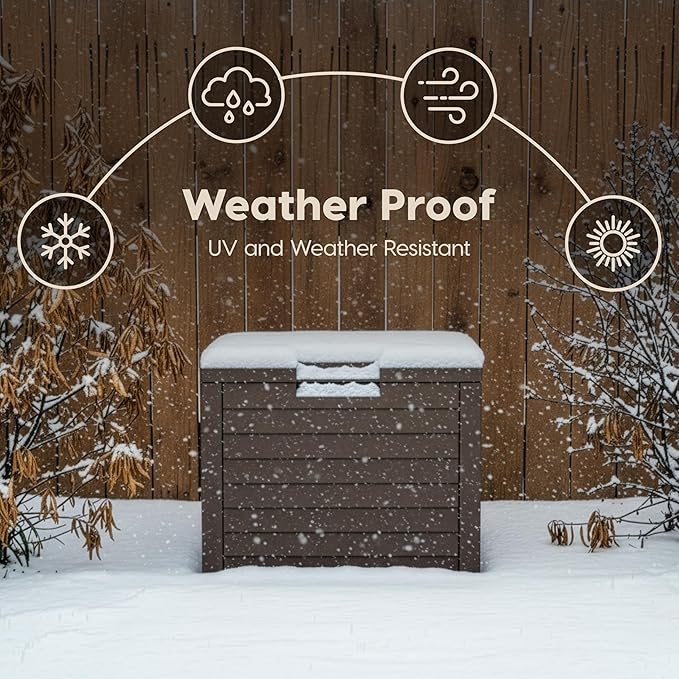 IRIS USA 35-Gallon Outdoor Deck Storage Box, Lockable & UV-Protected, Weather-Resistant Patio Storage for Cushions, Garden Tools & Packages, Waterproof Resin, Durable & Stylish Design - Brown - Image 3