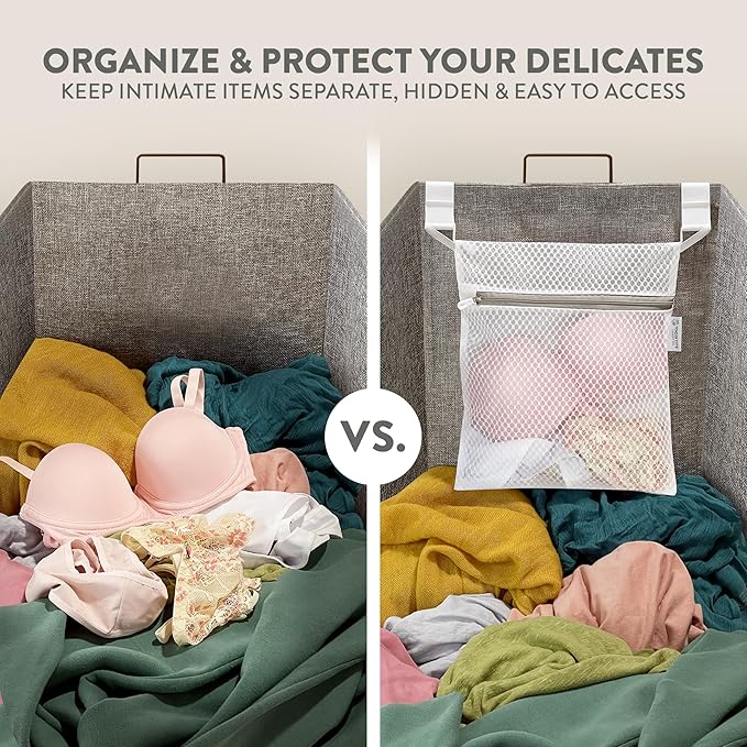 2Pcs Mesh Laundry Bags for Delicates w/Hooks, Hanging Durable Laundry Mesh Wash - Image 2