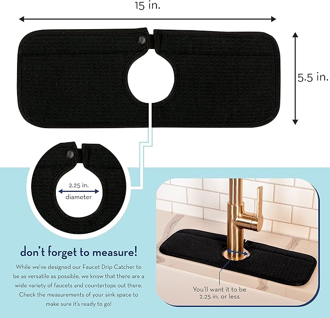 S&T INC. Microfiber Kitchen Faucet Sink Mat Drip and Splash Catcher - Image 4