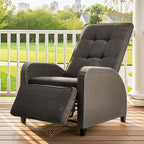 Green4ever Outdoor Patio Recliner with Independently Adjustable Backrest and Footrest, All-Weather Wicker Patio Chair, 160° Lay Flat Patio Reclining Lounge Chair for Backyard Garden, Grey by Green4ever