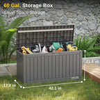 EAST OAK 60 Gallon Deck Box, Outdoor Storage Box with Padlock for Patio Furniture, Patio Cushions, Gardening Tools, Pool Supplies, Waterproof and UV Resistant Resin, Grey - Image 2