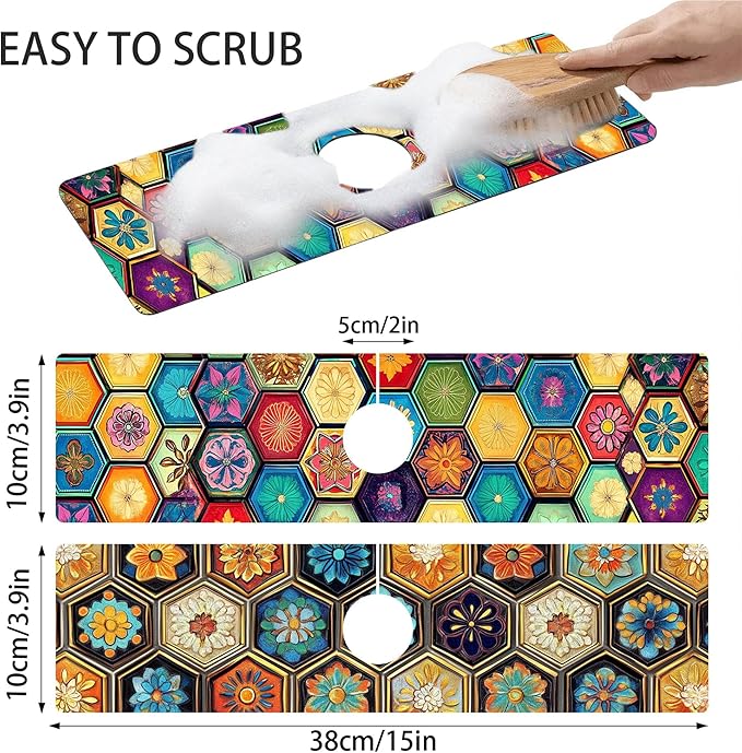 Bimkole 2 PCS Faucet Absorbent Mat, Kitchen Faucet Sink Splash Guard Wraparound - Image 2