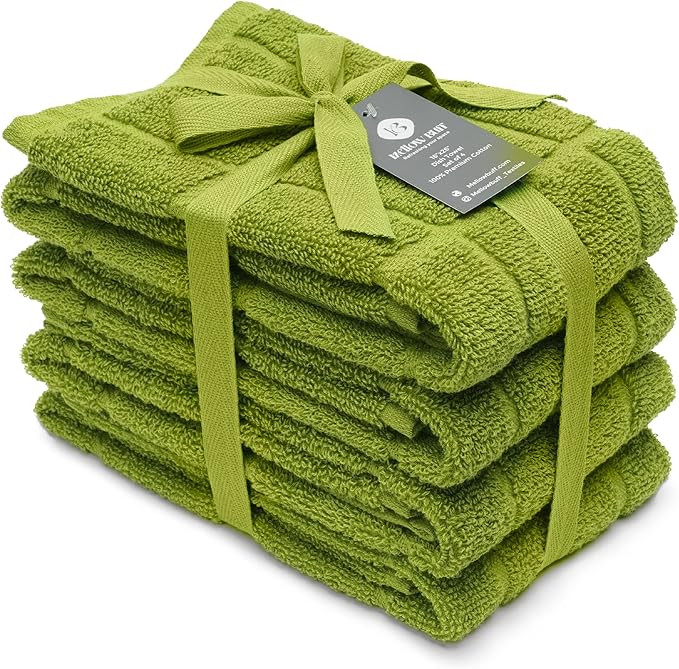 100% Cotton Terry Dish Towels, 4 Pack Plain, 16 x26 Inches, Super Soft and by Ecotribe